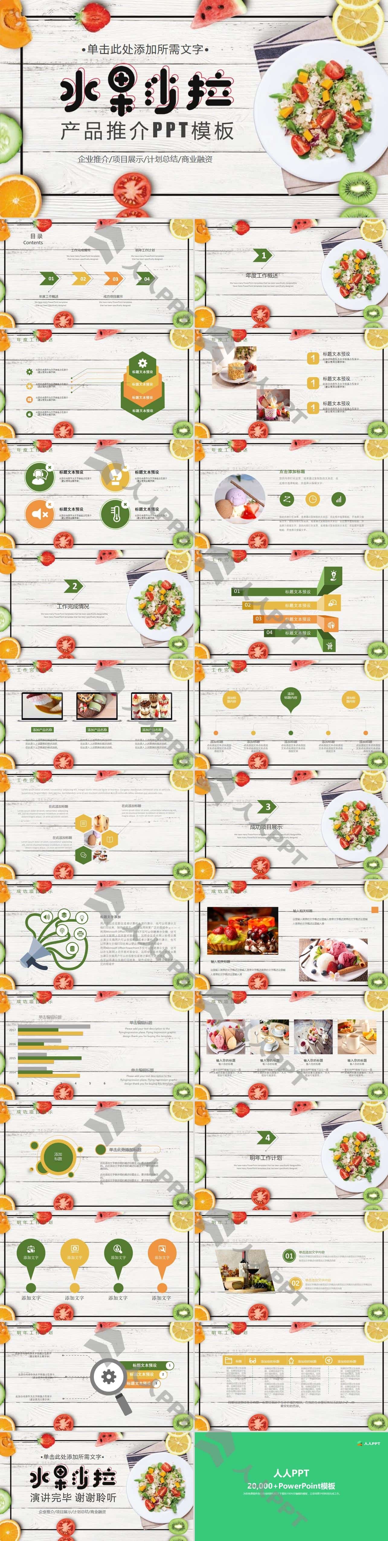 水果沙拉产品商业计划书PPT模板长图