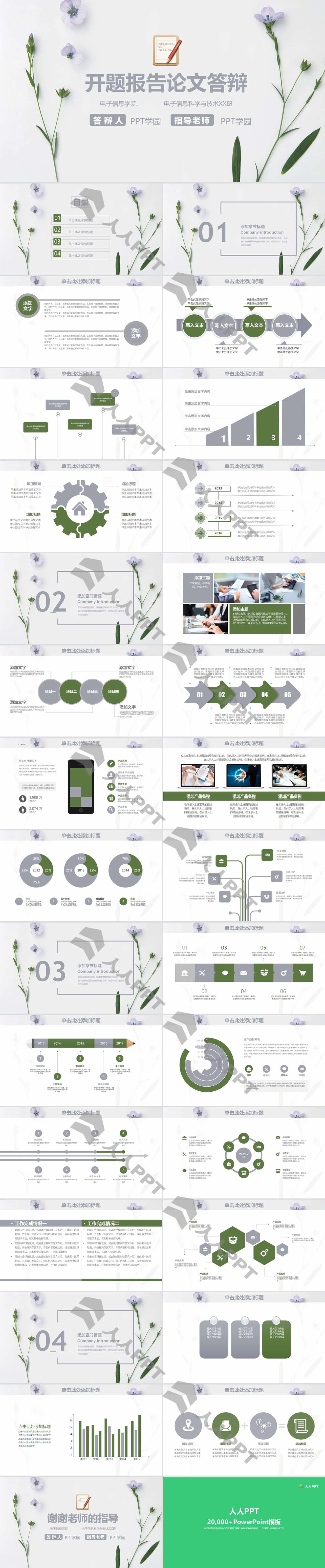 绿色电子信息学院开题报告论文答辩PPT模板长图