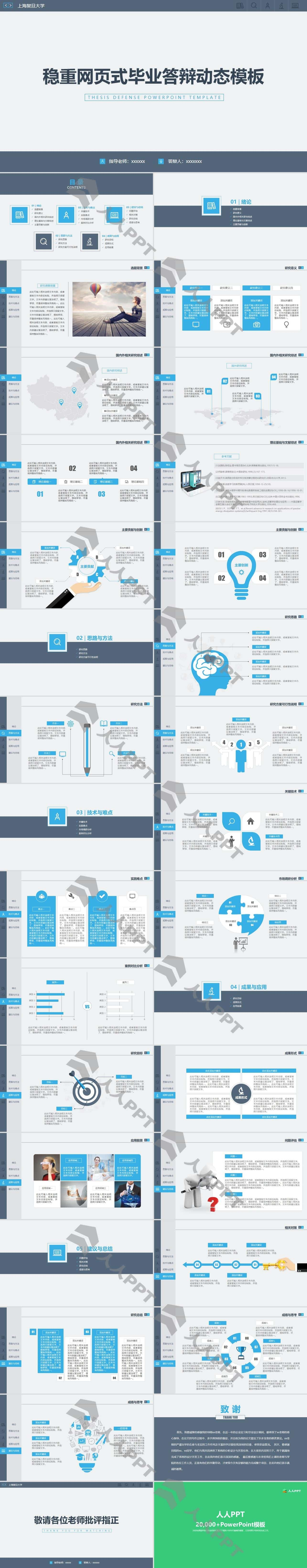 优秀毕业答辨PPT模板长图
