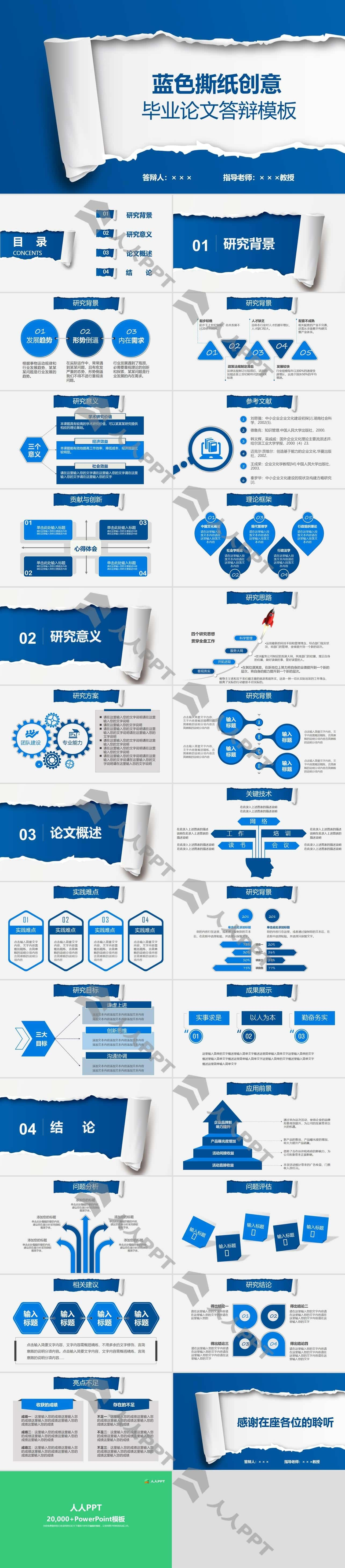 毕业答辩PPT模板长图