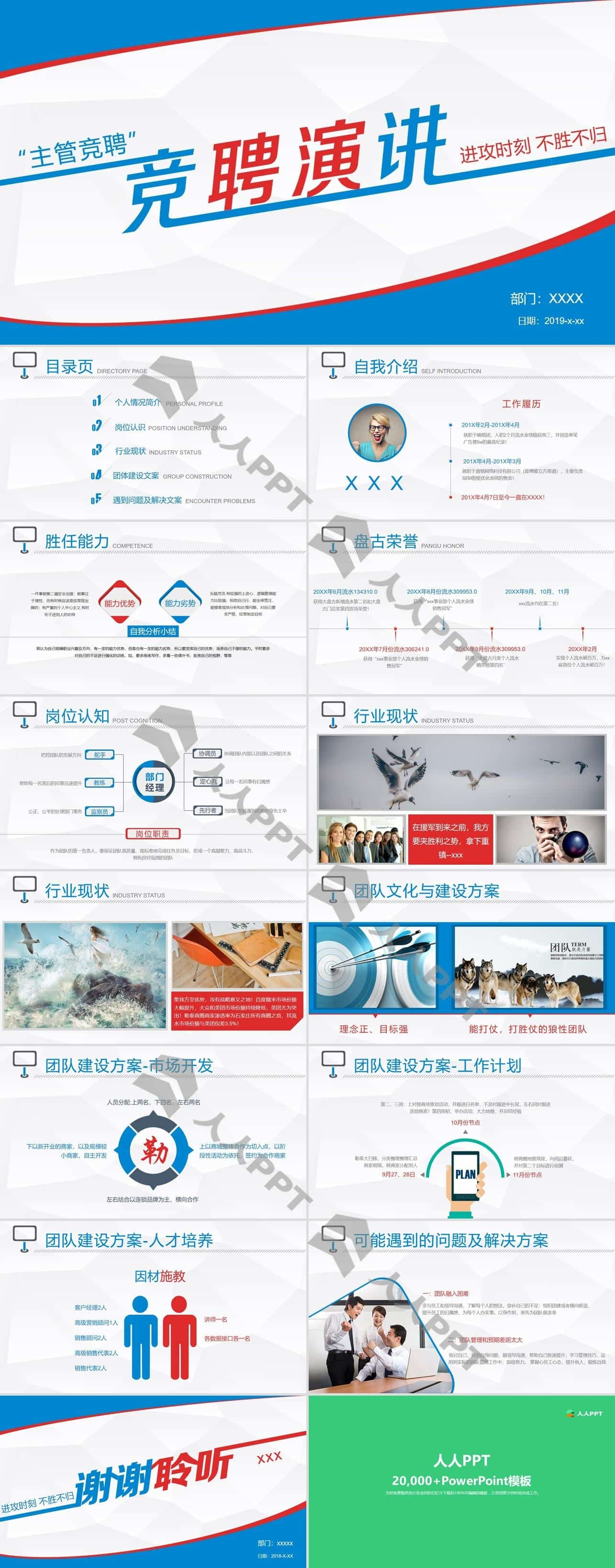 优质竞聘简历PPT模板长图