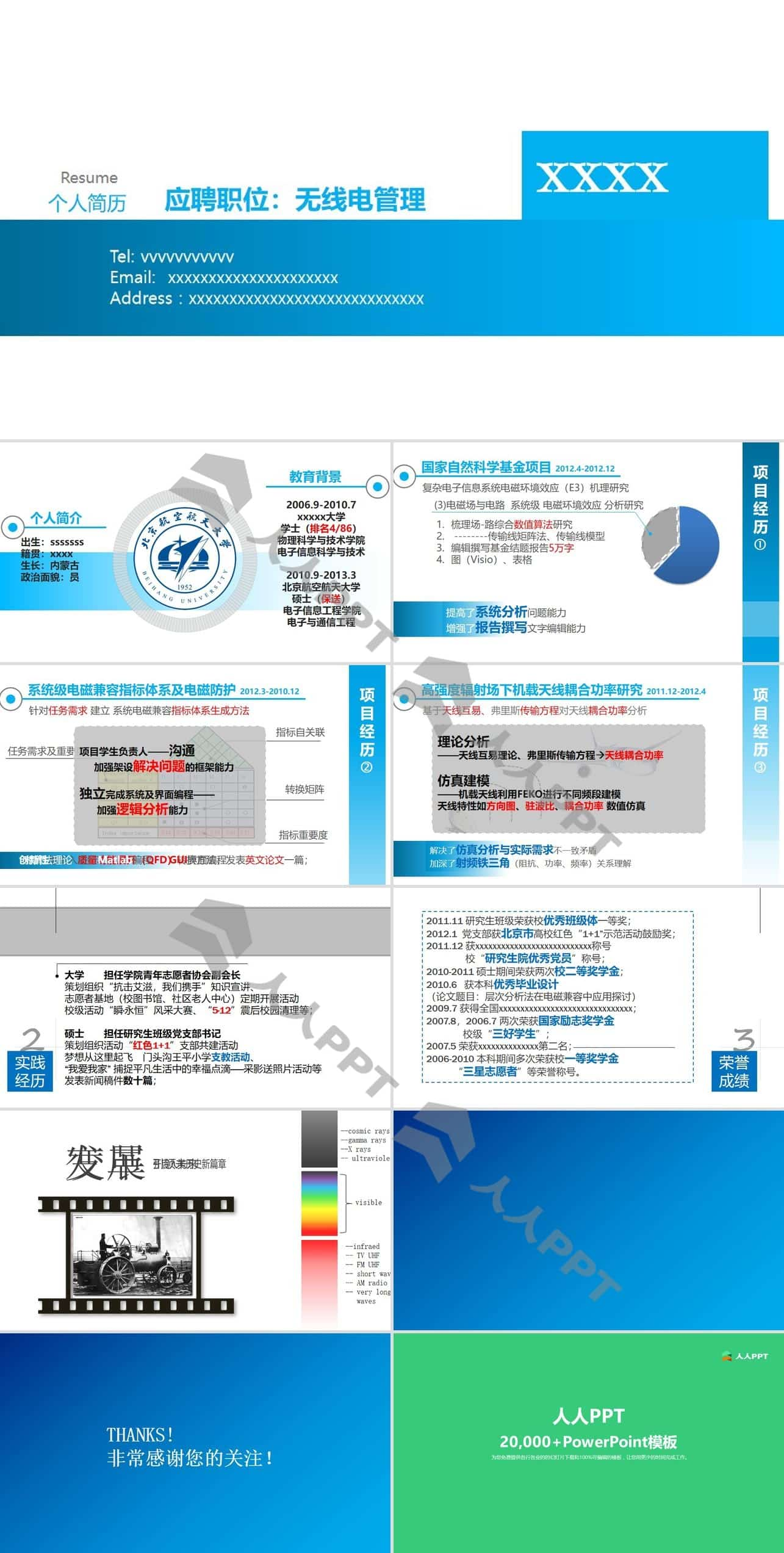 实用竞聘简历PPT模板长图