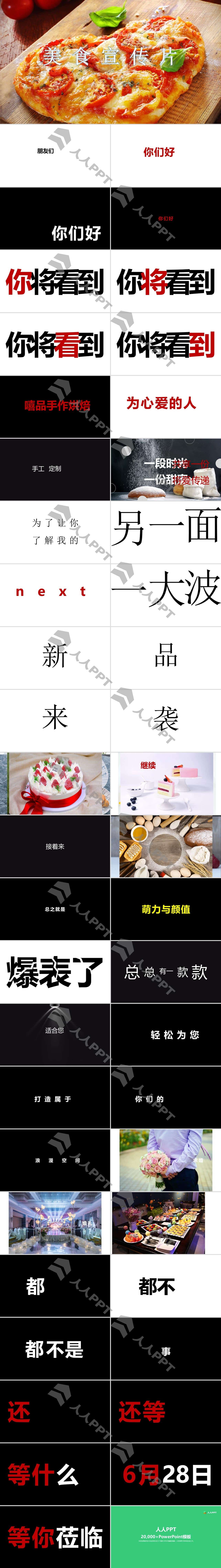 酷炫快闪美食宣传片ppt模板长图