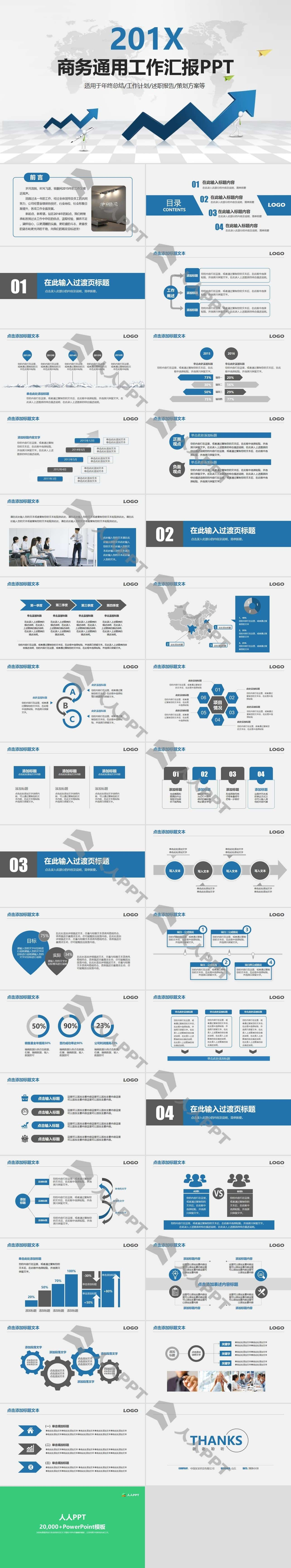 高端工作汇报PPT模板长图