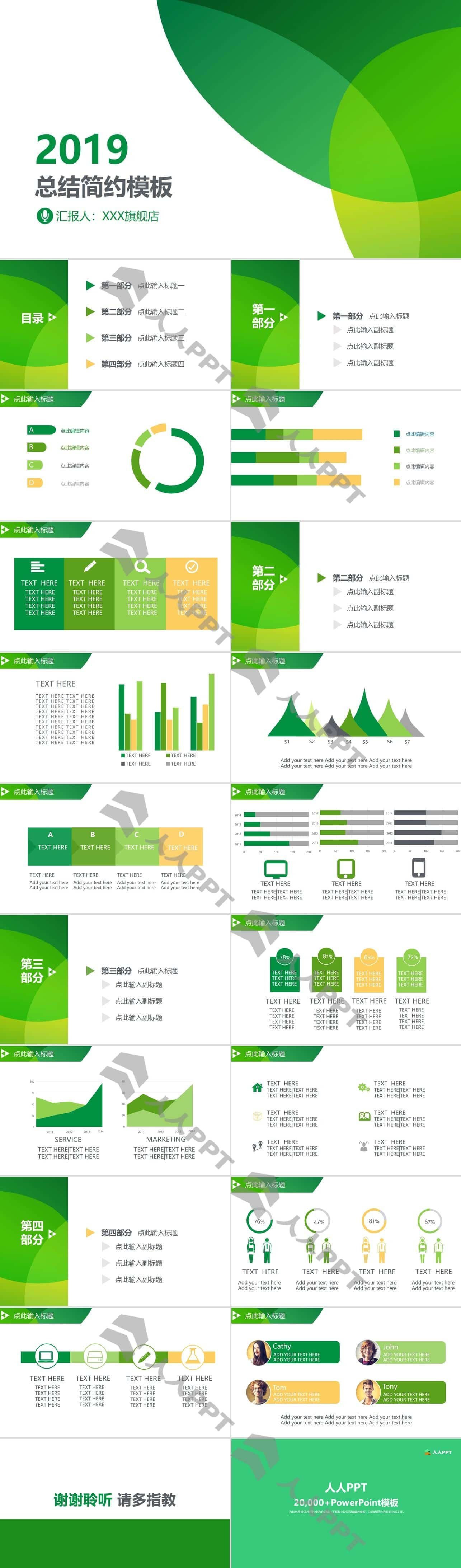 超实用工作汇报PPT模板长图