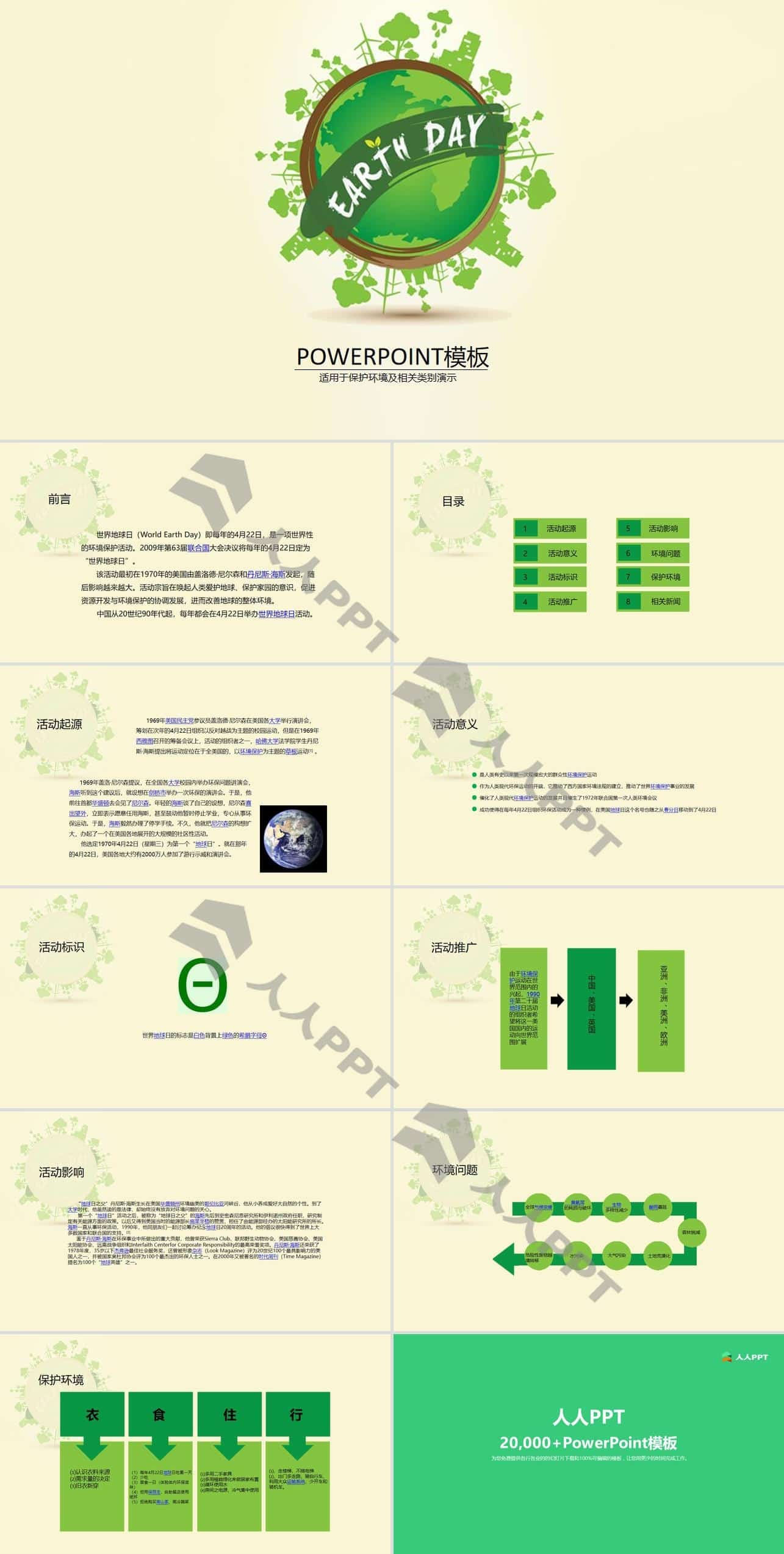 世界地球日主题宣传PPT模板长图