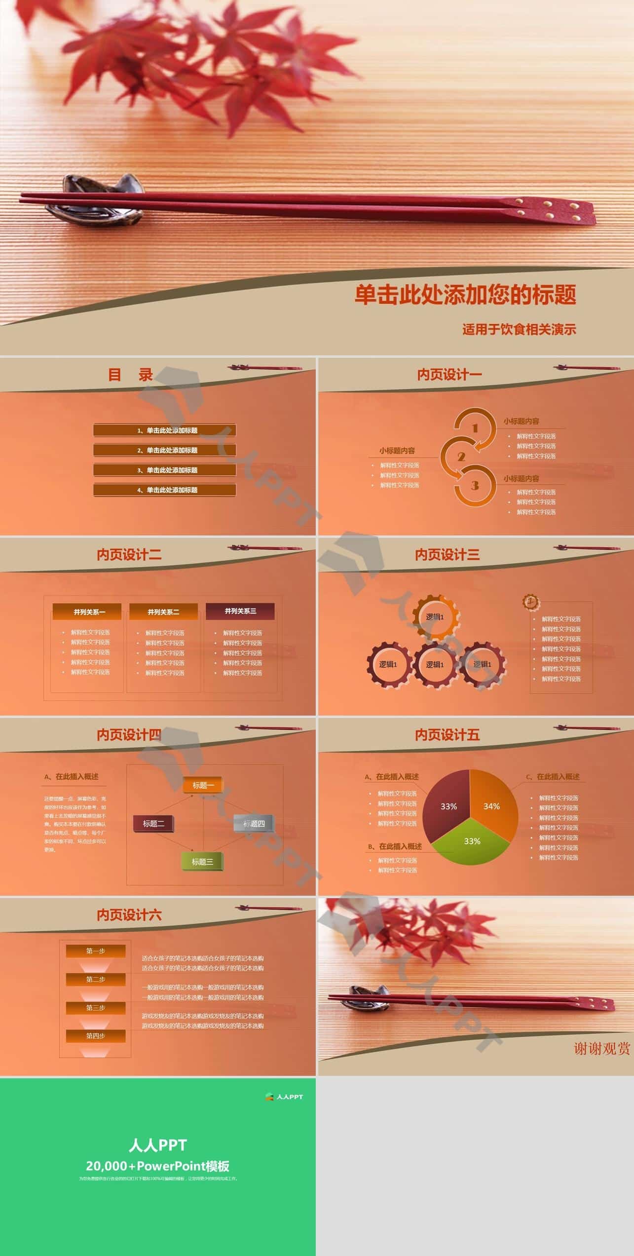 筷子中国饮食文化PPT模板长图