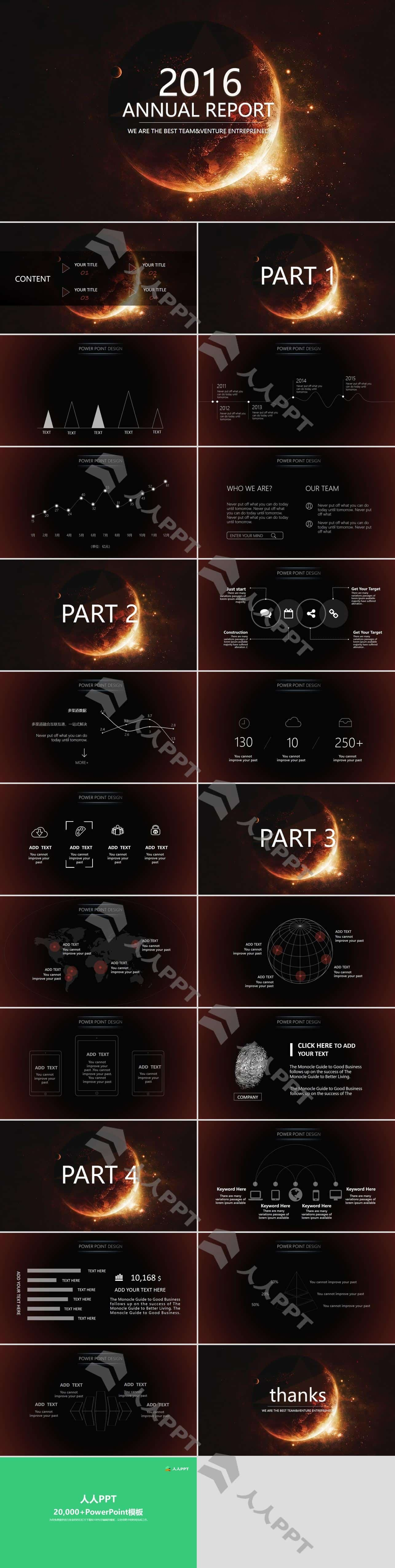 高逼格星空宇宙星球PPT模板长图