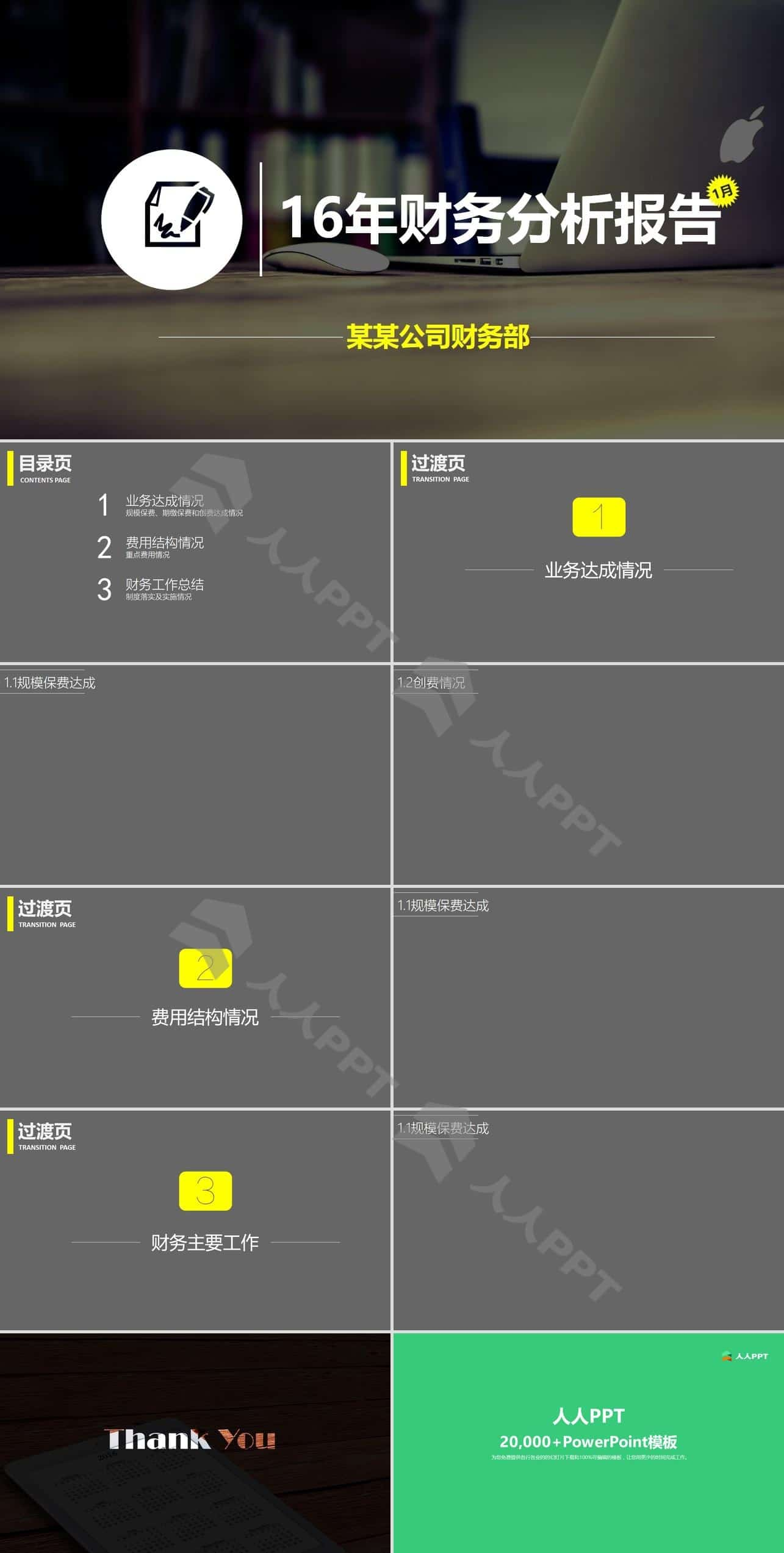 公司财务分析报告PPT模板长图