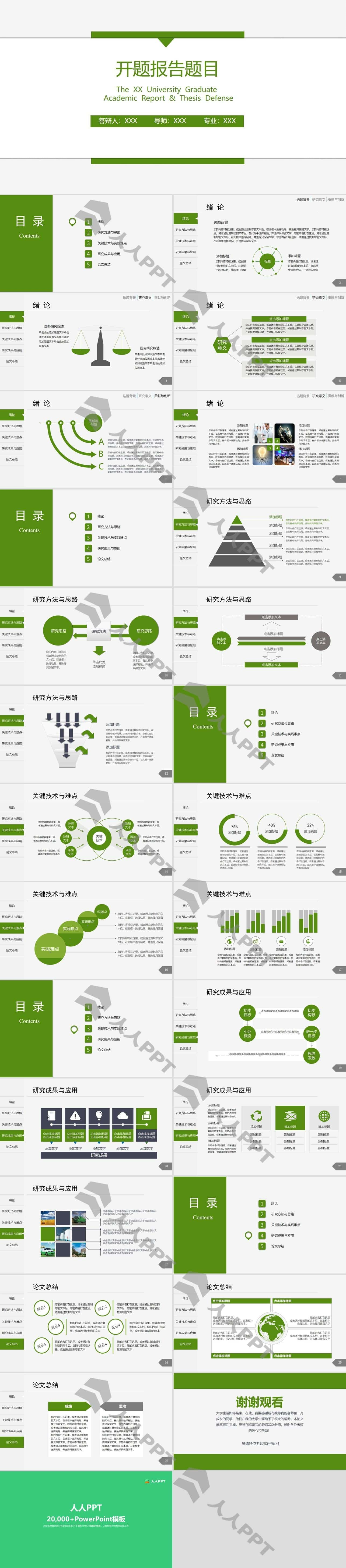 侧边栏导航开题报告PPT模板长图