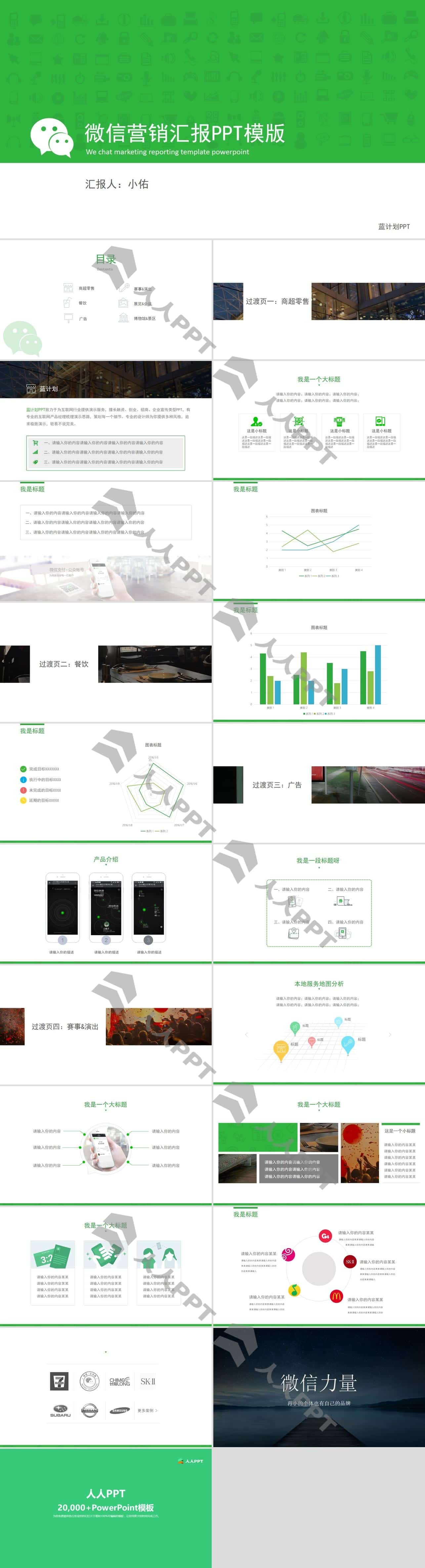 微信公众号营销汇报PPT模板长图