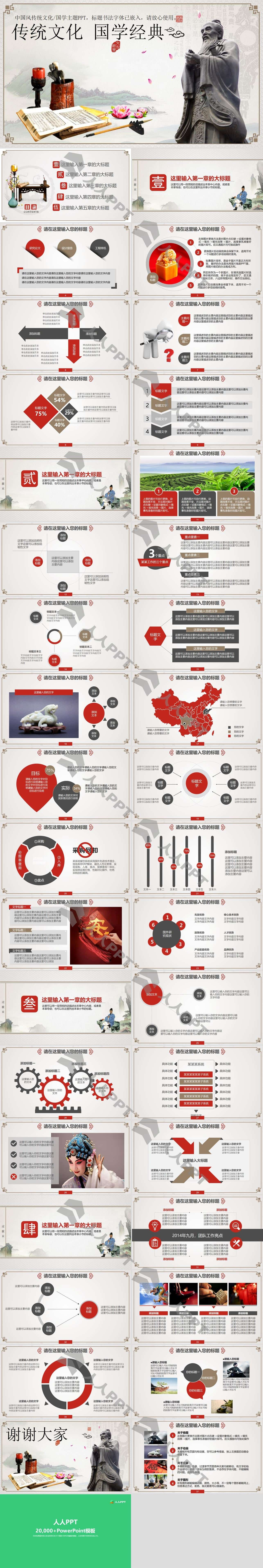 传统文化孔子国学培训PPT模板长图