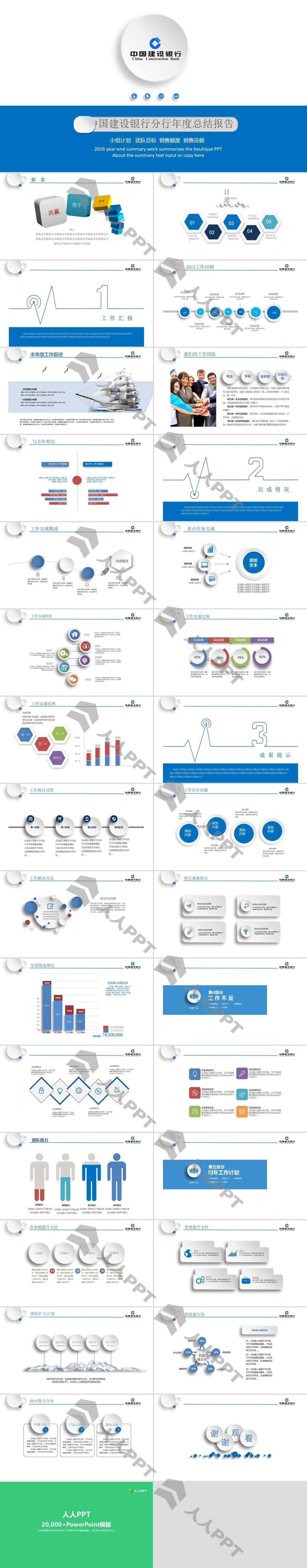 精美建行年终汇报总结PPT模板长图