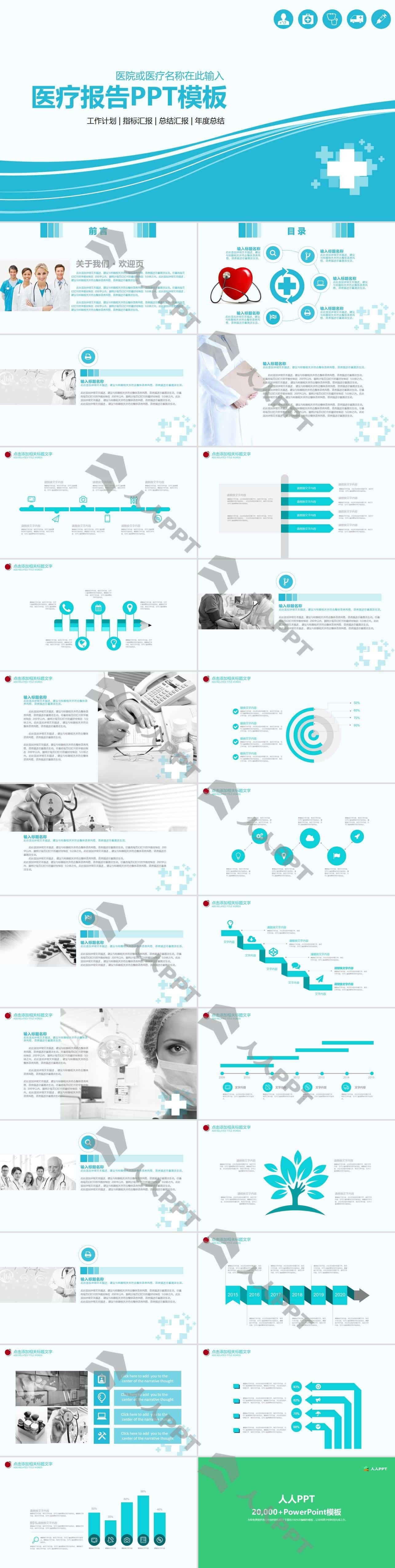 医院医生医疗总结报告PPT模板长图