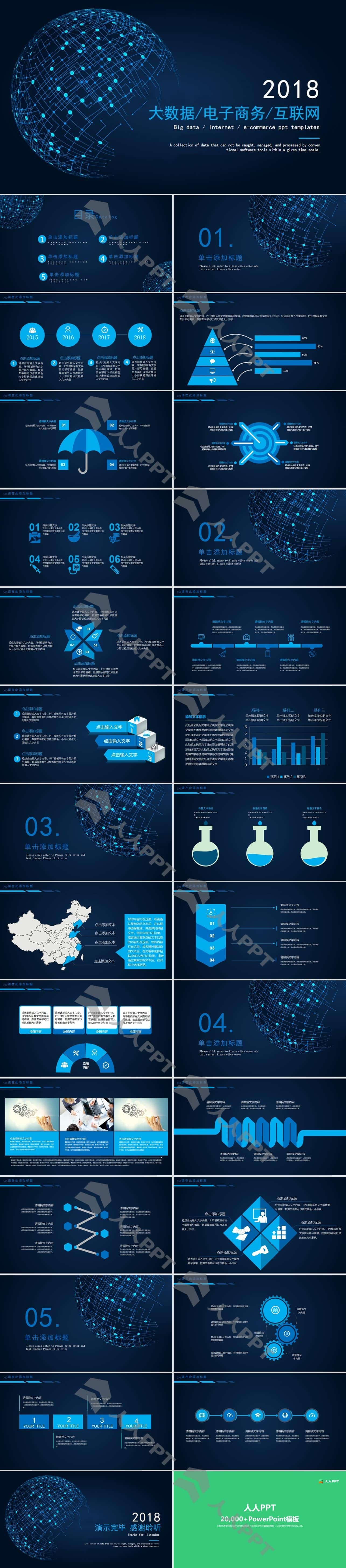 互联网大数据电子商务PPT模板长图