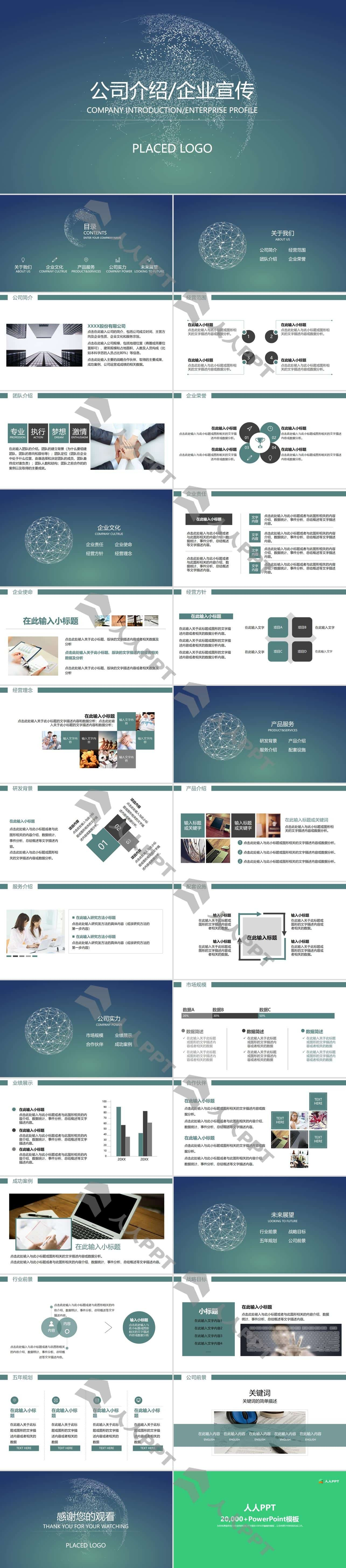 大气公司介绍企业宣传PPT模板长图