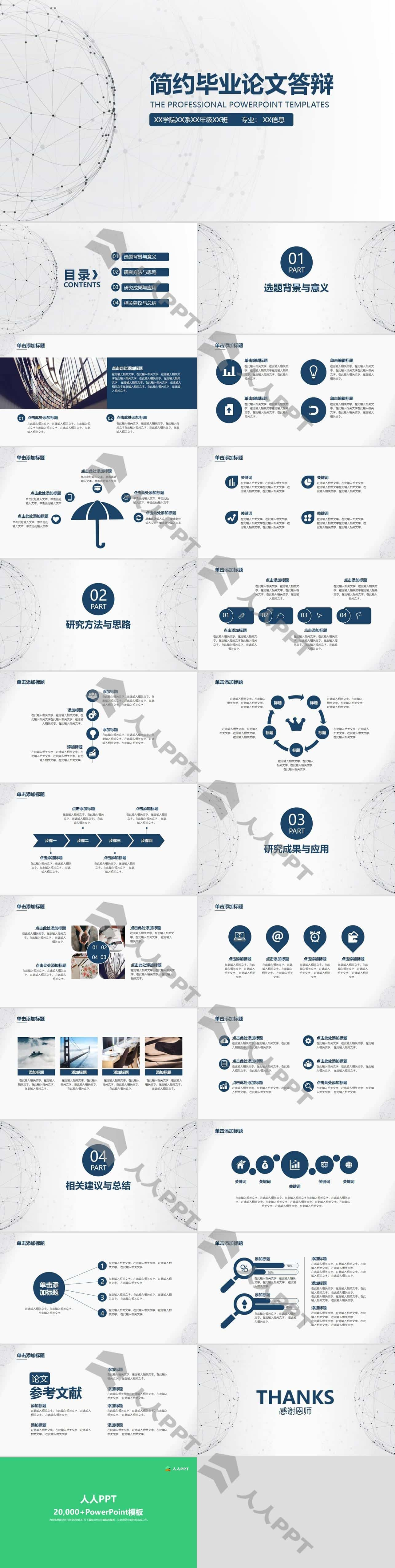 简约大方毕业论文答辩PPT模板长图