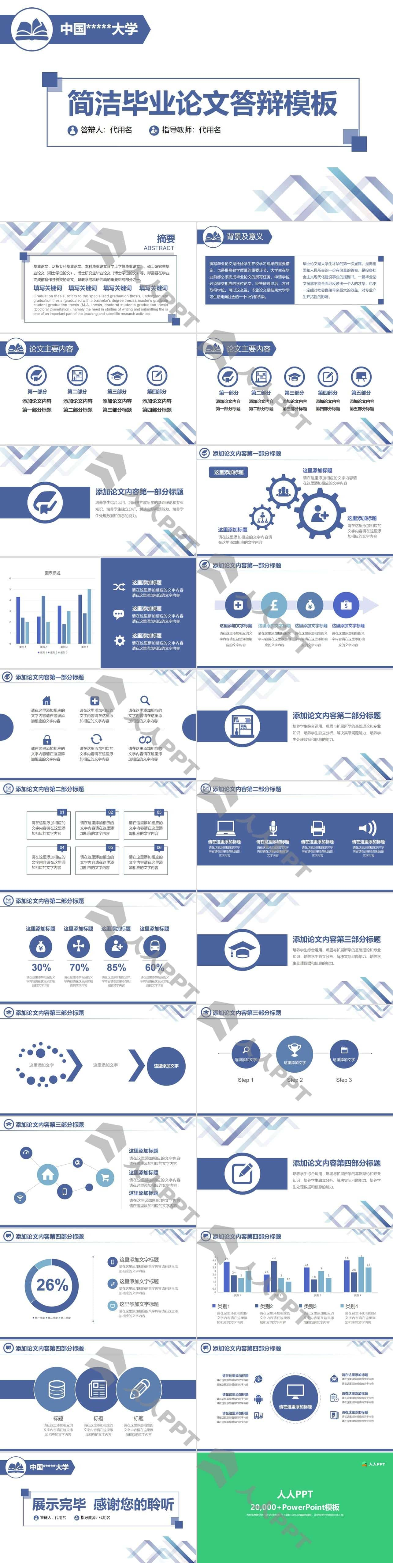 实用毕业设计论文答辩PPT模板长图