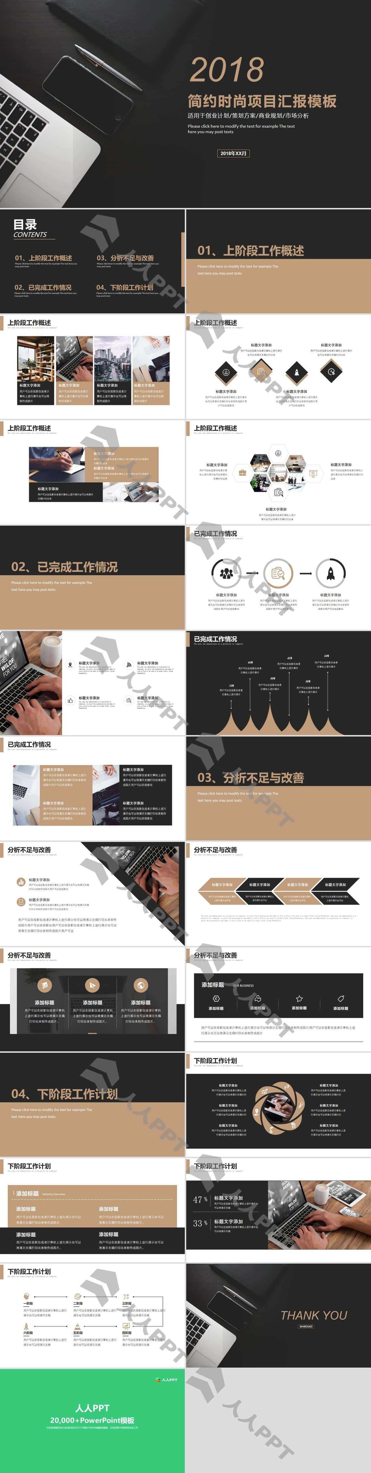 简约时尚项目汇报PPT模板长图