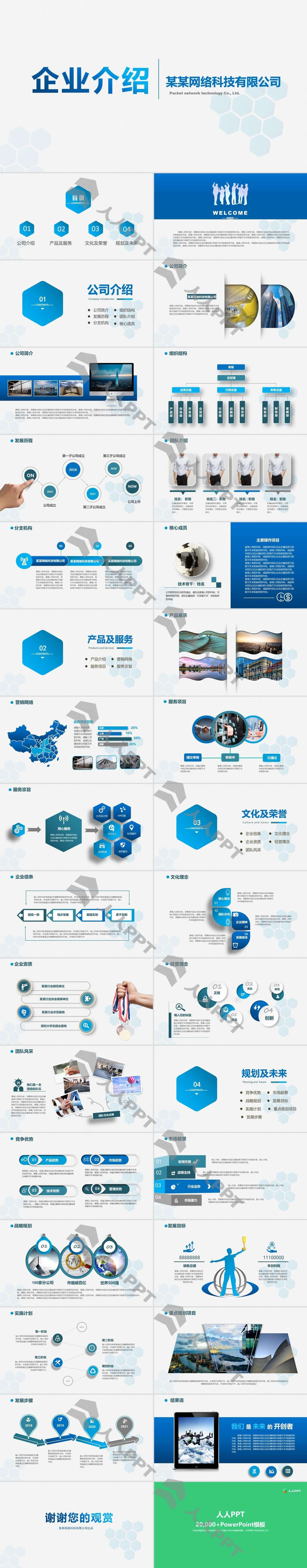 简洁大气公司企业介绍PPT模板长图