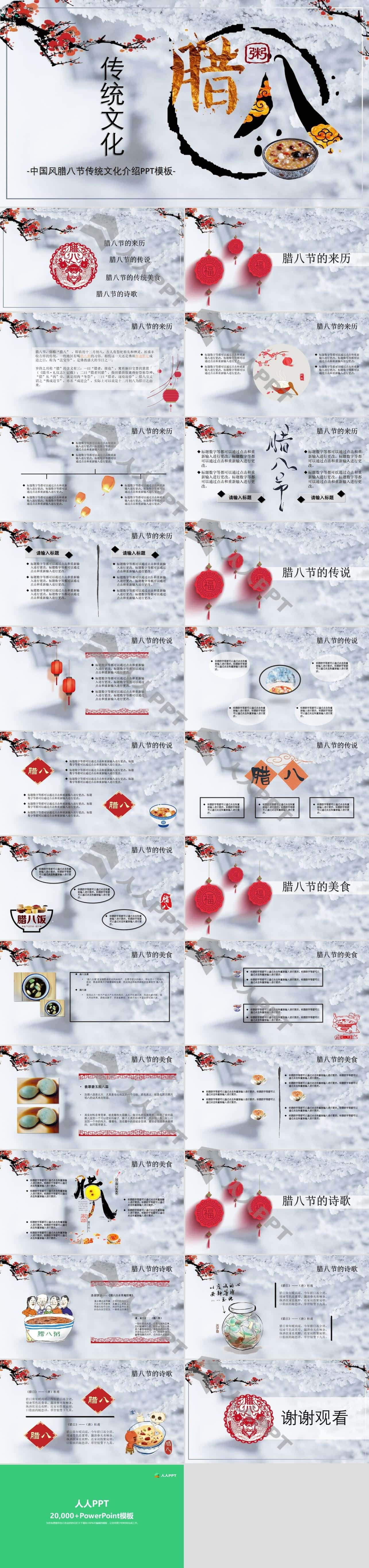 传统节日腊八节介绍PPT模板长图