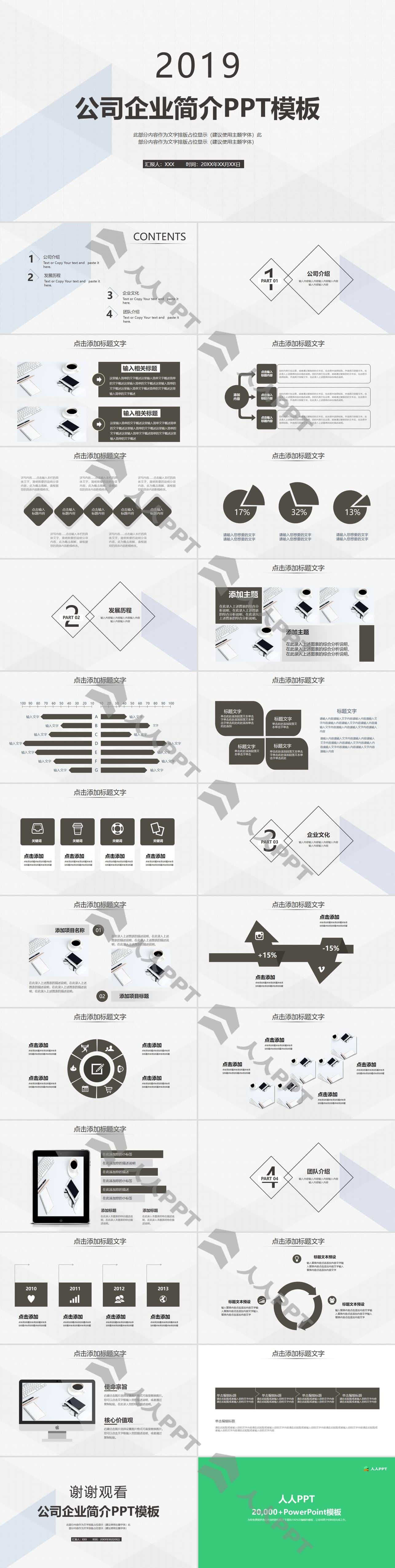 简约素雅公司企业简介PPT模板长图