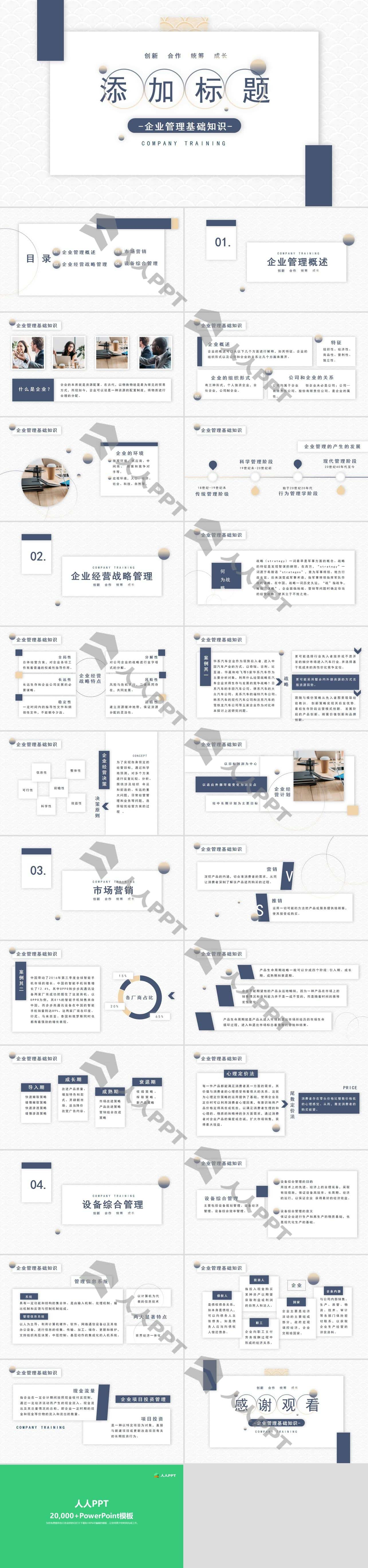 悬浮卡片大气商务PPT模板长图