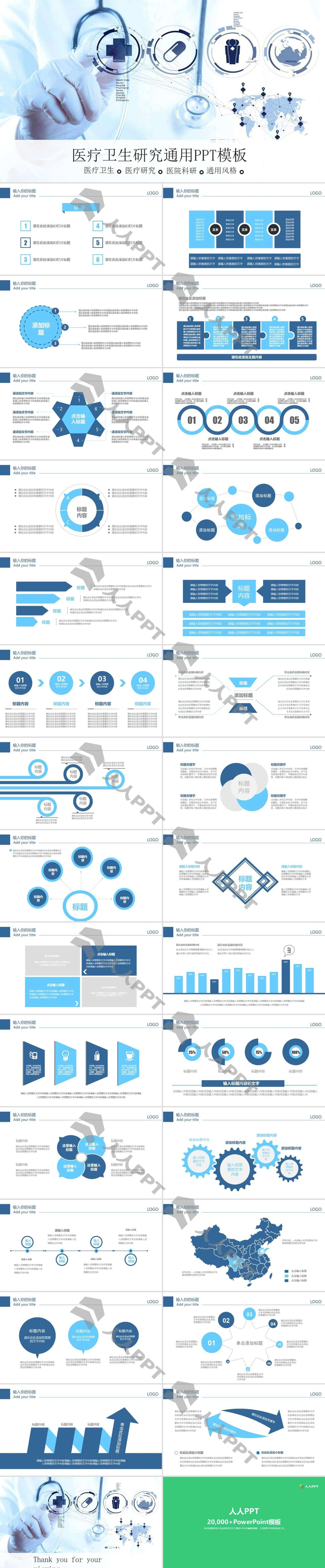 医学医疗医生通用PPT模板长图