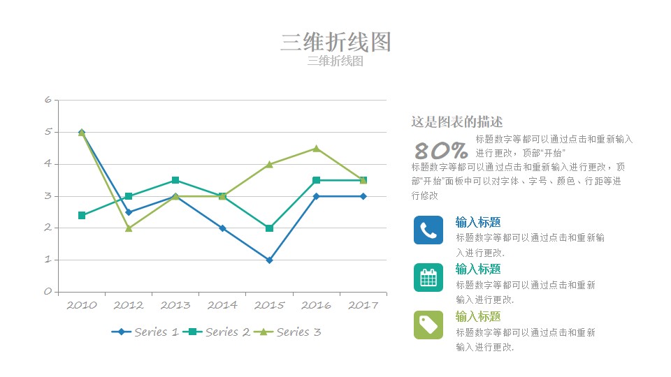 三维立体带状折线图PPT数据模板素材