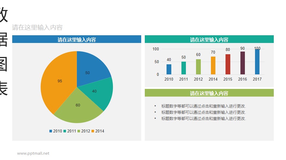 三维饼图+三维柱状图彩色动态PPT图表