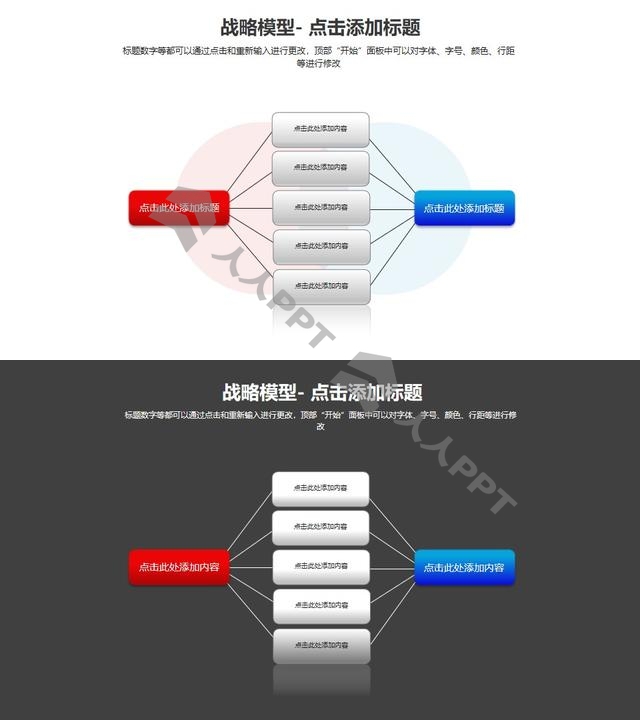 战略模型——分析问题相同点的PPT模板素材长图