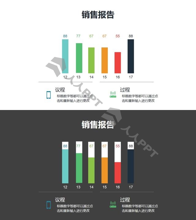 柱状图图文排版PPT素材模板长图