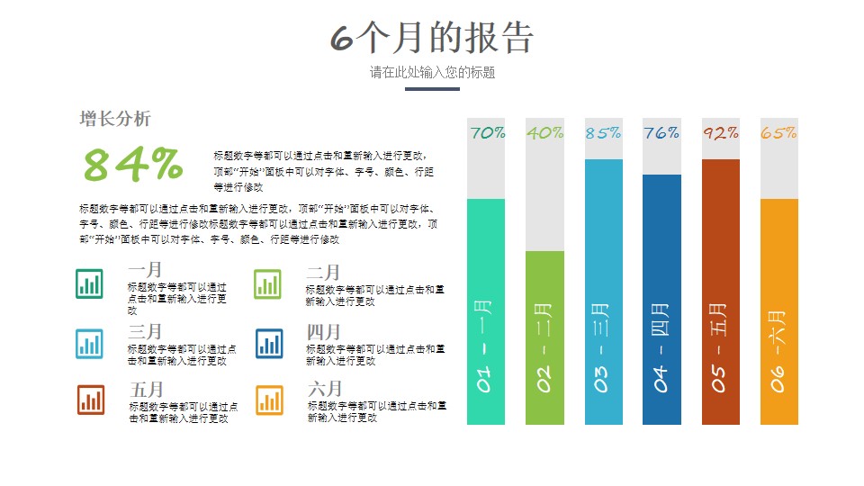 彩色的柱状图图文排版PPT