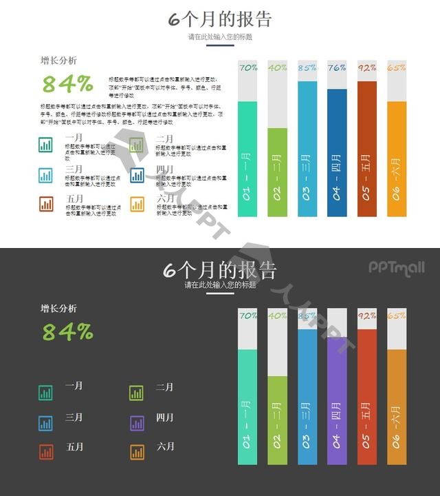 彩色的柱状图图文排版PPT长图