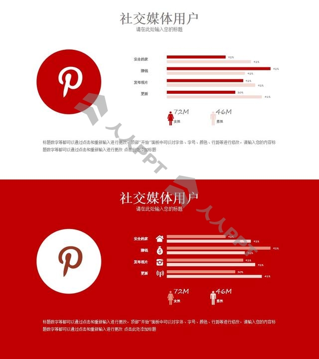 社交媒体用户分析大数据PPT模板素材长图