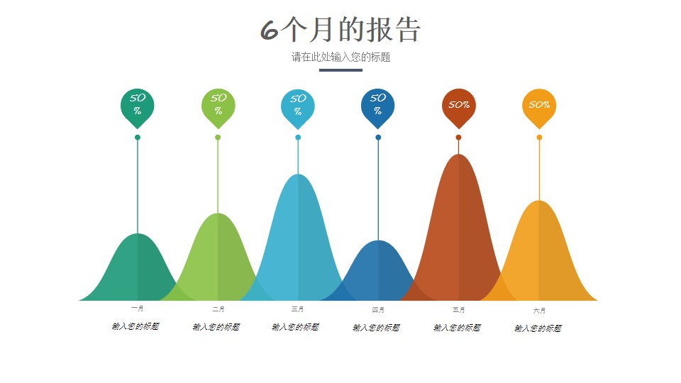 个性创意波浪形柱状图PPT模板素材