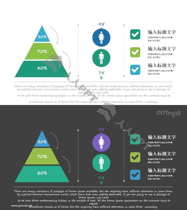 金字塔/男女比例/数据展示PPT素材长图