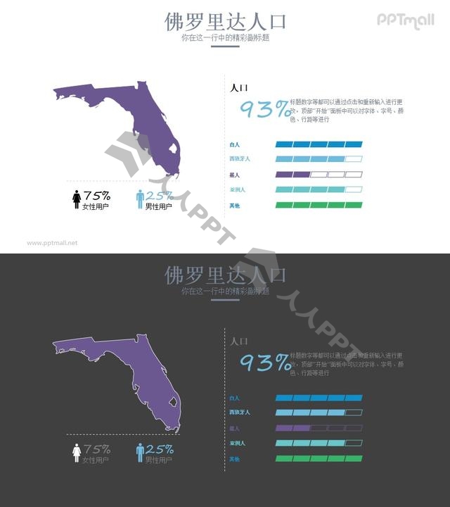 美国佛罗里达州人口分析PPT模板长图