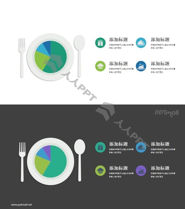 餐盘里的饼图（吃掉饼图数据示意图）PPT模板长图