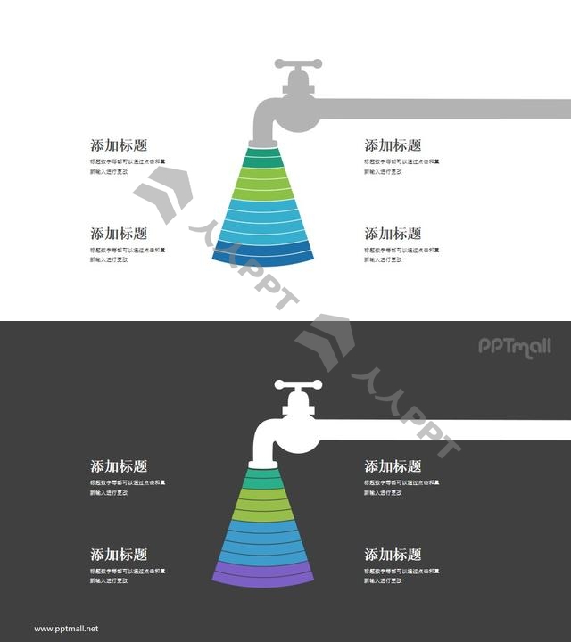 开源节流/水龙头PPT图示模板长图