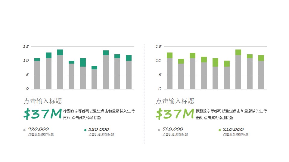 两组柱状图PPT数据素材模板