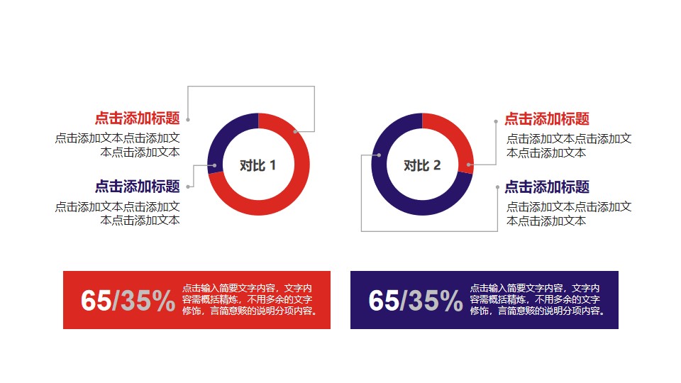 两个饼图/圆环图PPT素材模板