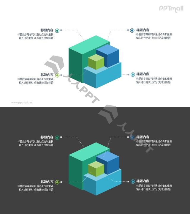 立方体4要点分析PPT图示素材长图