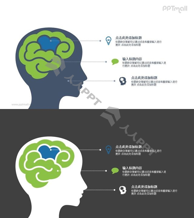 人的大脑分析PPT图示素材长图