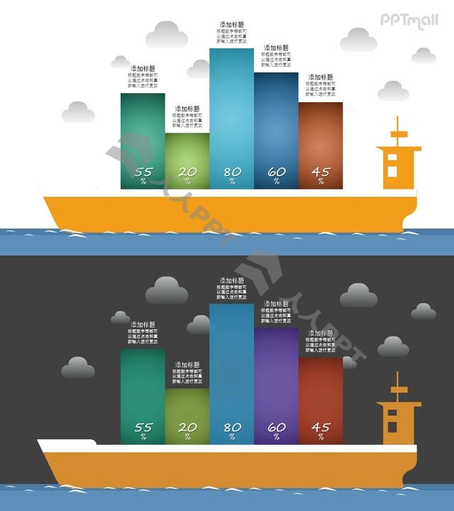 轮船物流PPT数据图示素材长图