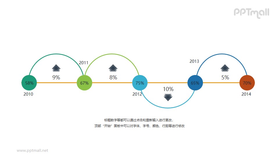 带升降关系的时间节点PPT图示素材