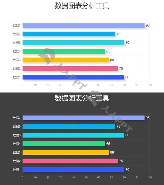 彩色条形图数据分析工具PPT图表长图