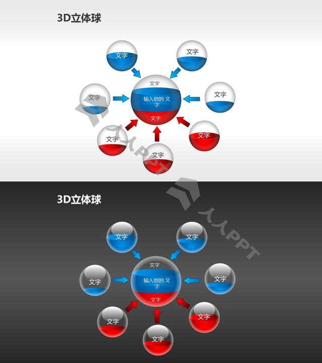 7合一总分关系的小球PPT模板长图